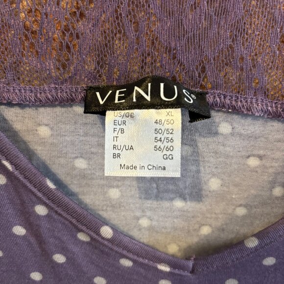 Venus Women's Nightgown Sz XL Purple Poke A Dot Lace - Picture 2 of 6